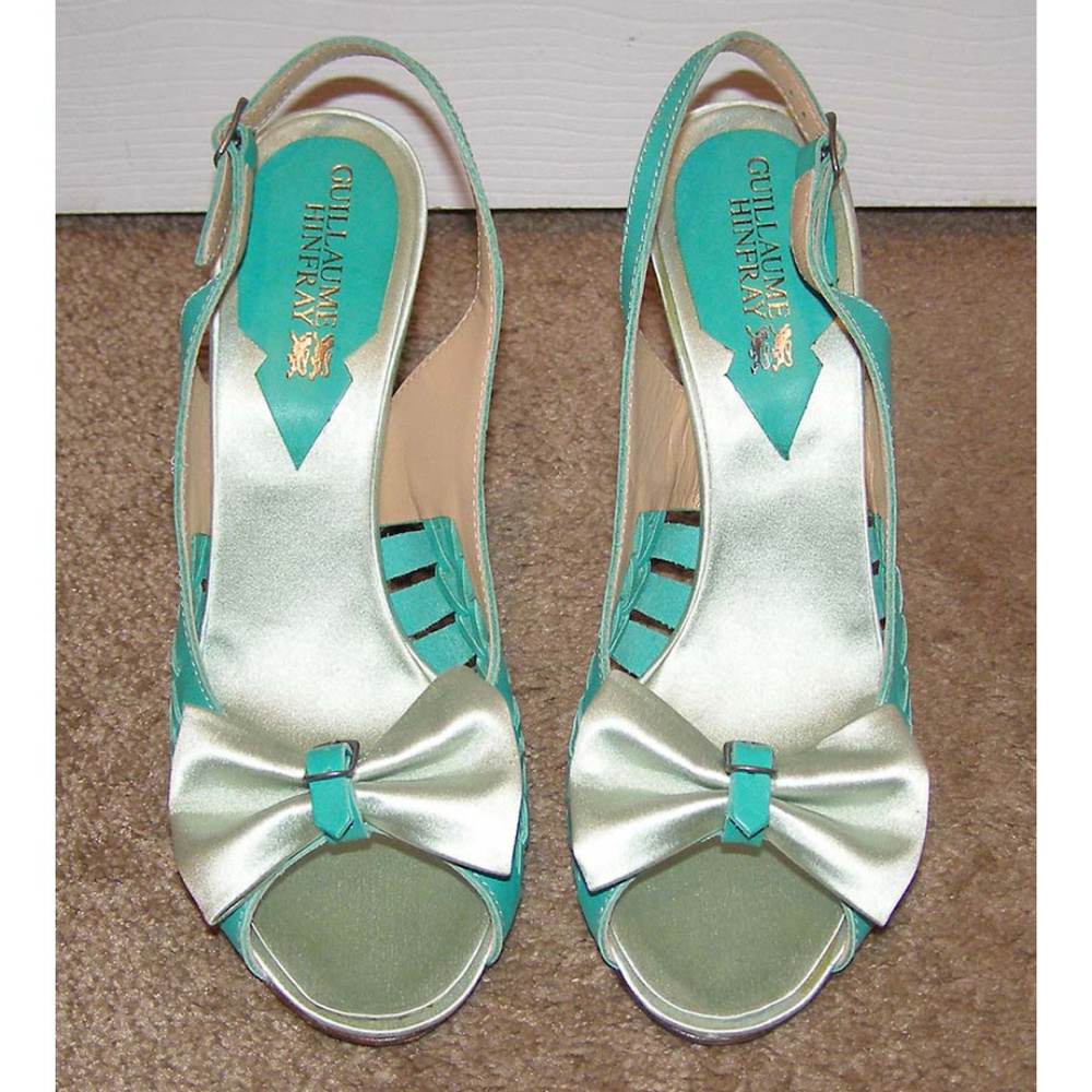 New Guillaume Hinfray Leather Satin Slingbacks 8